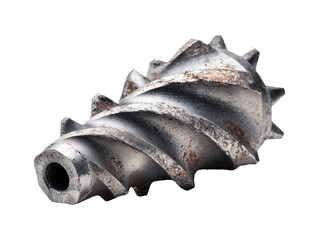 Heavy industrial drill bit screw head isolated on transparent or white background, png