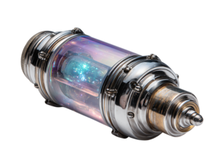 Sci-fi technological core device with blue light isolated on transparent or white background, png
