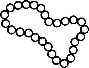 Hand-drawn sketch of a classic bead necklace. Simple black and white icon for Mardi Gras celebration, accessory, or festive decor