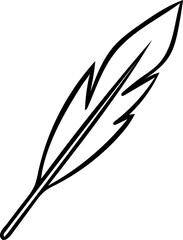 Simple black and white doodle of a feather. Sketch style icon for Mardi Gras, carnival mask ornament, elegance, or costume