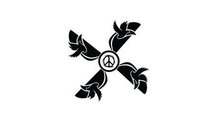 Symbol of peace and freedom with birds in flight