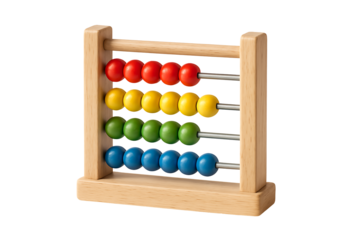 Colorful Wooden Abacus Toy Isolated on White, Classic Kids Counting and Math Learning Tool