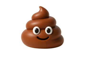 Cute 3D Smiling Poop Emoji Icon Isolated on white Background for Chat and Social Media Design