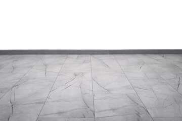 Clean gray marble floor with subtle texture and empty space above on transparent, perfect for design mockups, product displays, or architectural presentations.