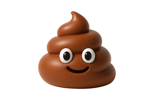 Cute 3D Smiling Poop Emoji Icon Isolated on white Background for Chat and Social Media Design