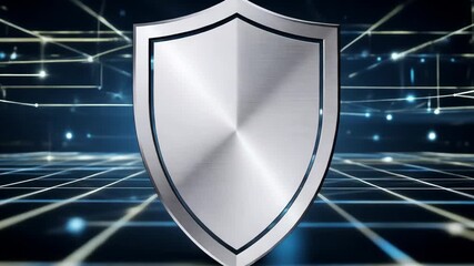Cyber security shield protecting digital network data - Powered by Adobe
