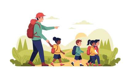 Guided Hike Through Nature With Children Adventure And Exploration Together