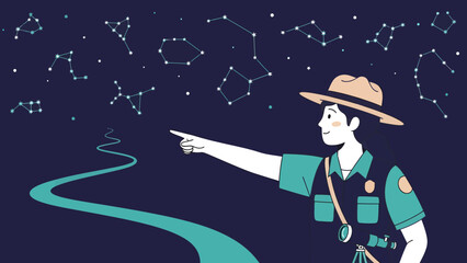 Guiding Starry Nights: National Park Ranger Points to Constellations at Dusk