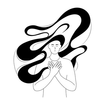 A doodle style illustration showing breath work