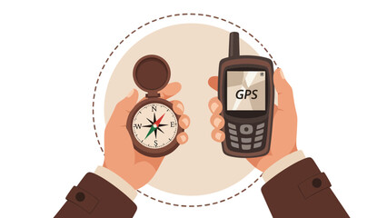 Handheld Navigation Traditional Compass Modern Gps For Travel Adventure Outdoors
