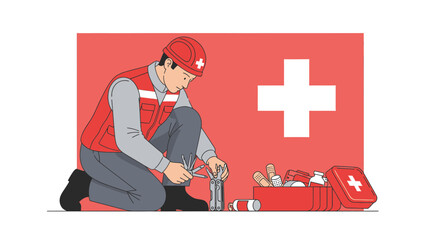 Handyman Prepares First Aid Kit For Workplace Emergencies With Multi Tool