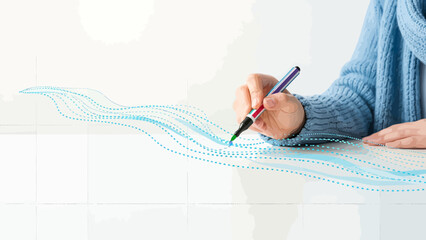 Hand Drawing Abstract Curves With Marker On White Background For Creative Designs