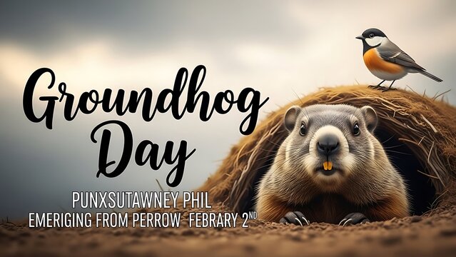 Groundhog day celebration with punxsutawney phil and friends