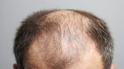 Fototapeta premium Close-up of a balding scalp illustrating thinning hair. AI generated image