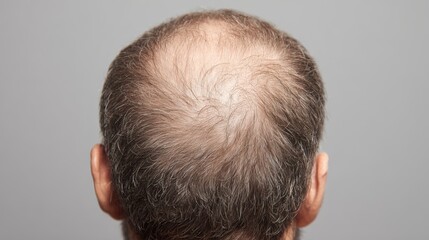 Obraz premium Close-up of a balding scalp illustrating thinning hair. AI generated image
