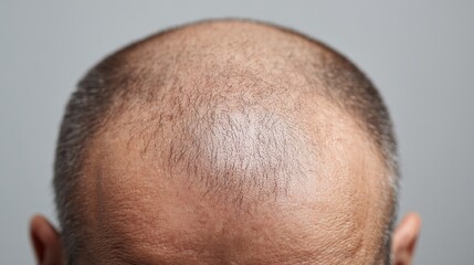 Fototapeta premium Close-up image showing the thinning hair and balding scalp in a minimalistic style. AI generated image