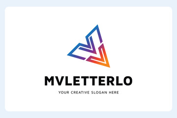 M V Letter Logo Design Template