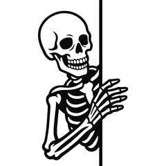 Peeking skeleton a friendly skeleton peeking around a corner with a big smile