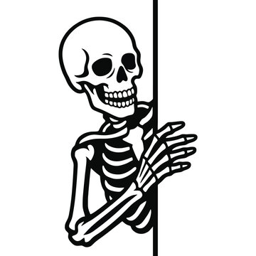 Peeking skeleton a friendly skeleton peeking around a corner with a big smile
