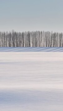 Vertical video: Showing snow field and trees shifting with light shifting on winter plain, ridges