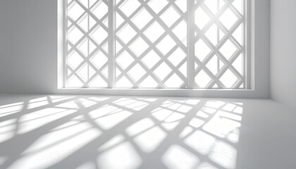 Bright White Room with Diamond Paned Window and Geometric Shadows
