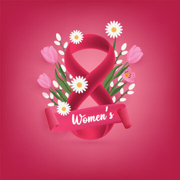 International Women&rsquo;s Day Floral Ribbon Illustration
