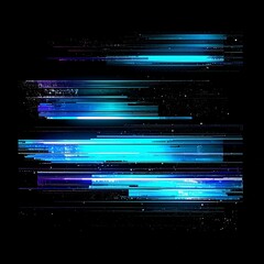 Abstract Background with Horizontal Blue Light Streaks on Black Backdrop