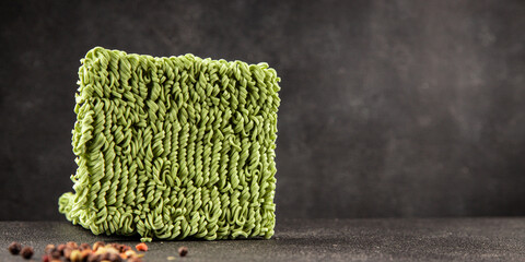 Jade noodles raw green noodles healthy food main course ingredient appetizer fresh delicious...