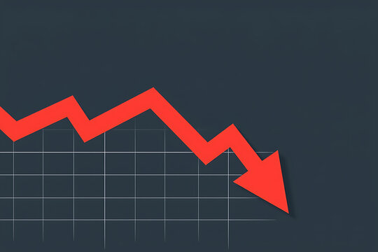 Red arrow going down graph stock market crash financial crisis decline loss bad economy investment downturn