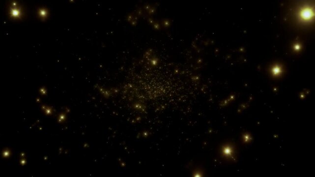 Bioluminescent cosmic motes hovering in darkness with soft pulsing light, cinematic 4K drifting particles.