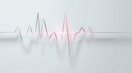 Heartbeat rhythm with vibrant red and gray pulse lines on white background