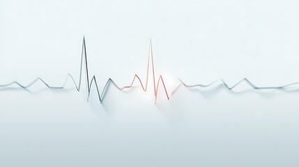 Dynamic ECG heartbeat line graph with red and blue pulses on white background