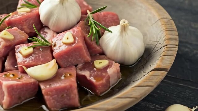 Savory beef preparation with garlic and rosemary for culinary inspiration