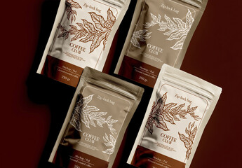 Coffee Zip Lock Bag Packaging Mockup Set