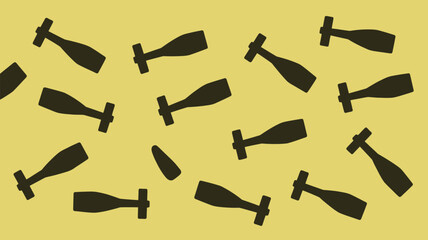 Black champagne bottles on yellow background for luxury and celebration