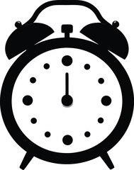 black alarm clock flat vector icon isolated on white background
