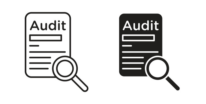 Audit report icons vector symbol with editable stroke and flat versions