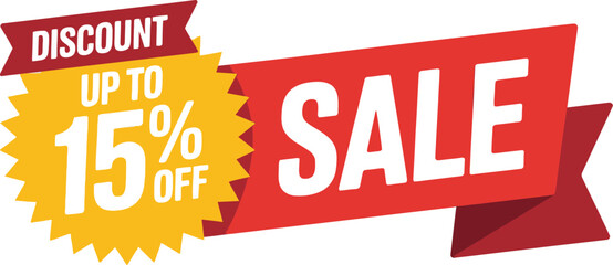15%  discount tag design with minimal layout bold typography and promotional look