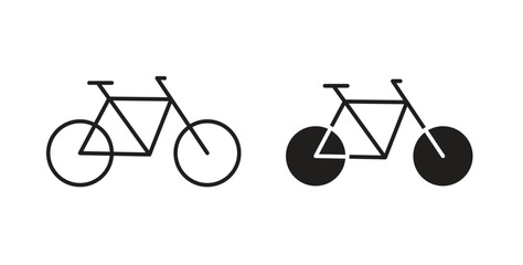 Bicycle icons vector symbol with editable stroke and flat versions