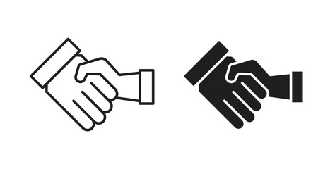 Obraz premium Business deal icons vector symbol with editable stroke and flat versions
