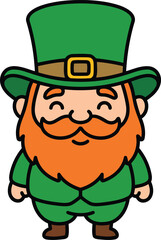 Cute Leprechaun Character Vector Illustration for St Patrick&rsquo;s Day Celebration.