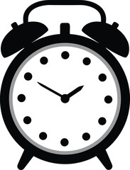 black alarm clock flat vector icon isolated on white background
