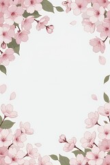 Blossom Frame: Pink Cherry Blossoms with Falling Petals Art