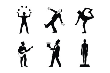 Obraz premium Entertainment and artist silhouettes including juggler and singer