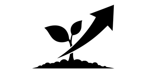 Sustainable Business Growth Sprout Arrow Icon