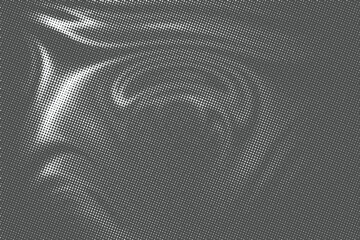 Abstract halftone pattern with dynamic light and shadow effects on dark background