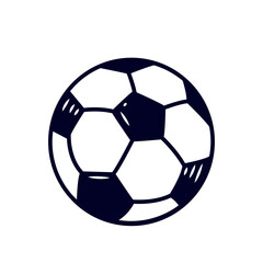 Fototapeta premium Flat icon of a soccer ball in a linear style. Vector emblem or logo isolated on a white background.