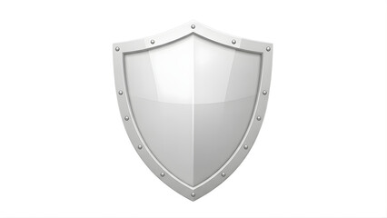 A silver shield with a metallic border on transparent background