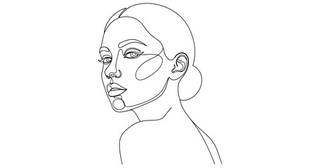 Woman Line Drawing Facial Treatment Illustration.