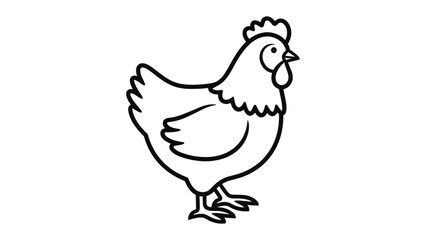Fototapeta premium Chicken silhouette outline on white background